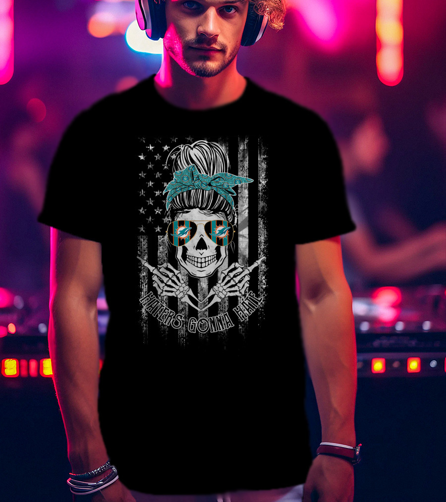 Haters Gonna Hate Miami Dolphins Skull Usa Flag T-Shirt