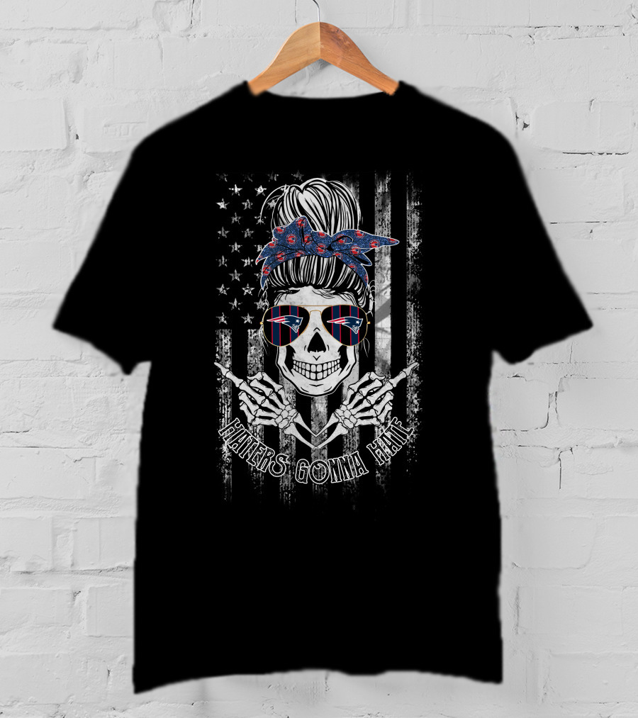 Haters Gonna Hate Skeleton With New England Patriots Theme T-Shirt