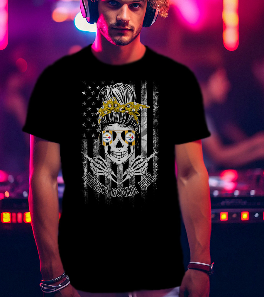 Haters Gonna Hate Pittsburgh Steelers Skull Bandana Bow Flag Sunglasses T-Shirt