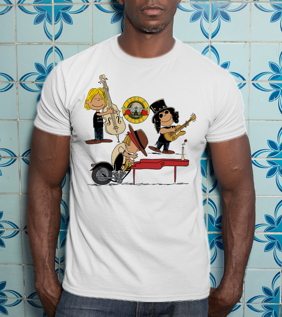 Guns N' Roses We're F'N' Back Cartoon Style With Famous Rock Band T-Shirt