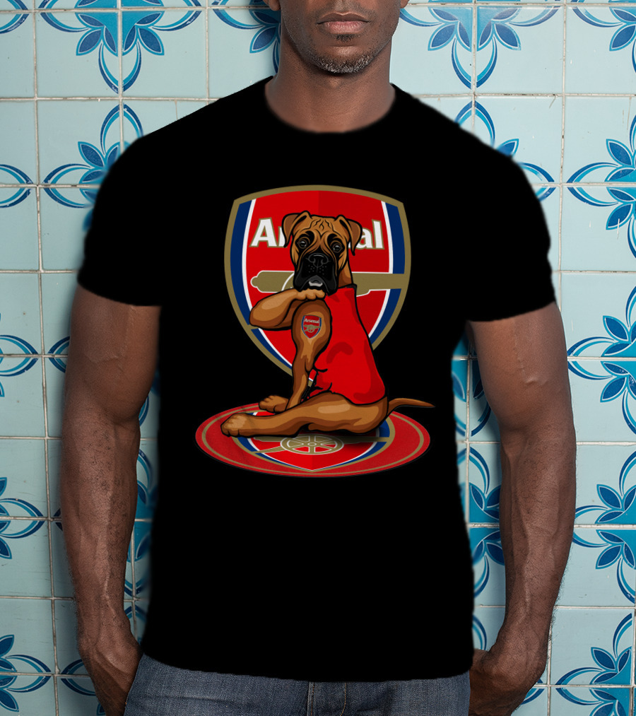 Arsenal Logo Dog Sitting On Crest T-Shirt