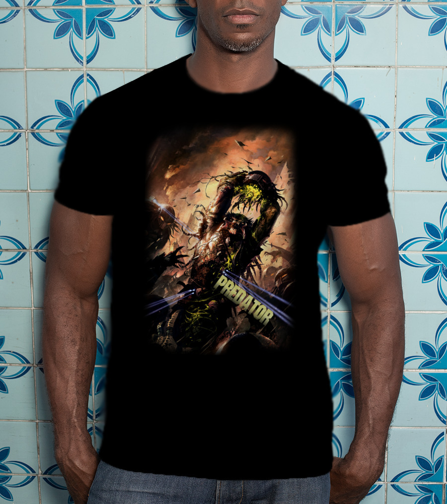 Predator Alien Creature Battle Scene T-Shirt