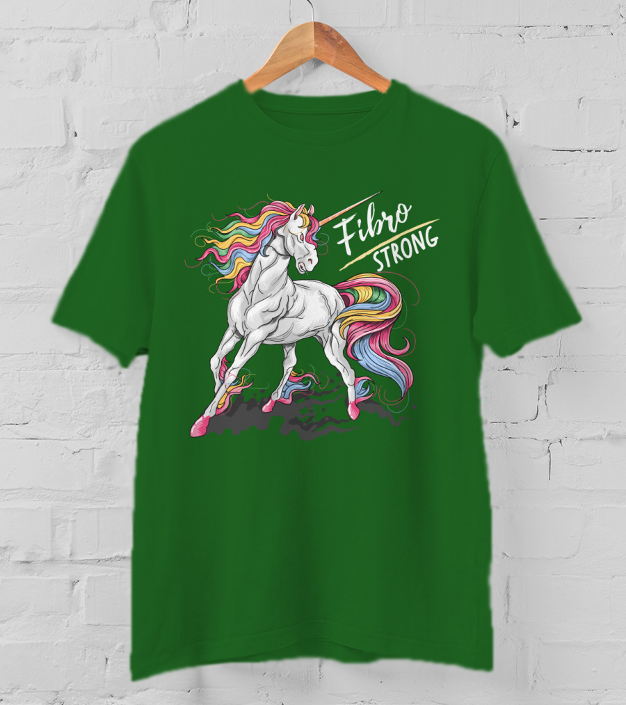Fibro Unicorn Strong Rainbow Mane T-Shirt