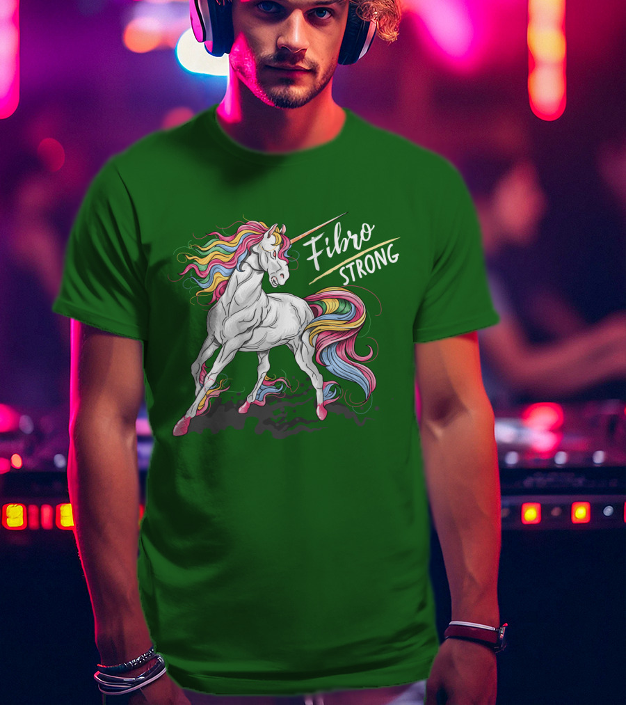 Fibro Unicorn Strong Rainbow Mane T-Shirt
