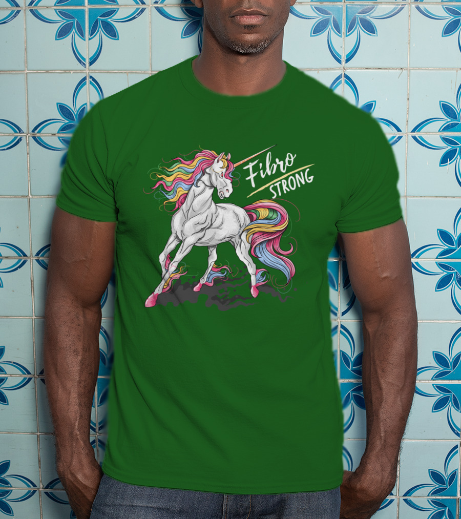 Fibro Unicorn Strong Rainbow Mane T-Shirt