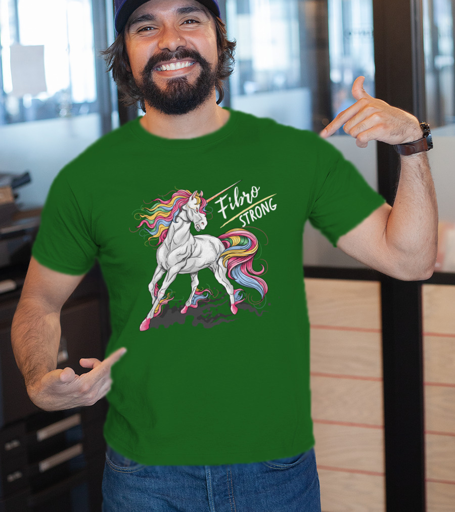 Fibro Unicorn Strong Rainbow Mane T-Shirt