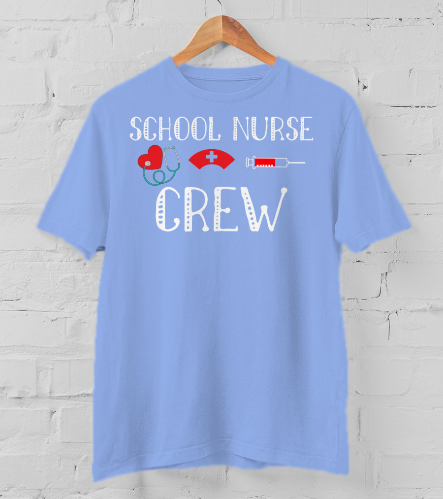 School Nurse Crew Heart Stethoscope Cap Syringe T-Shirt
