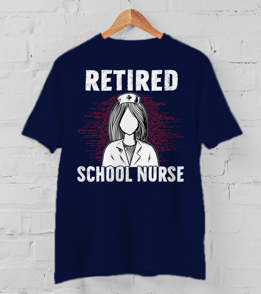 Retired School Nurse Vintage Nurse Figure With Hat T-Shirt