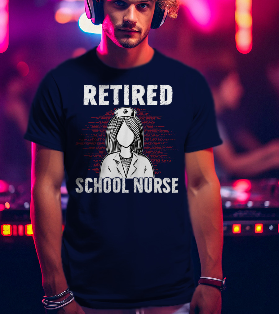 Retired School Nurse Vintage Nurse Figure With Hat T-Shirt