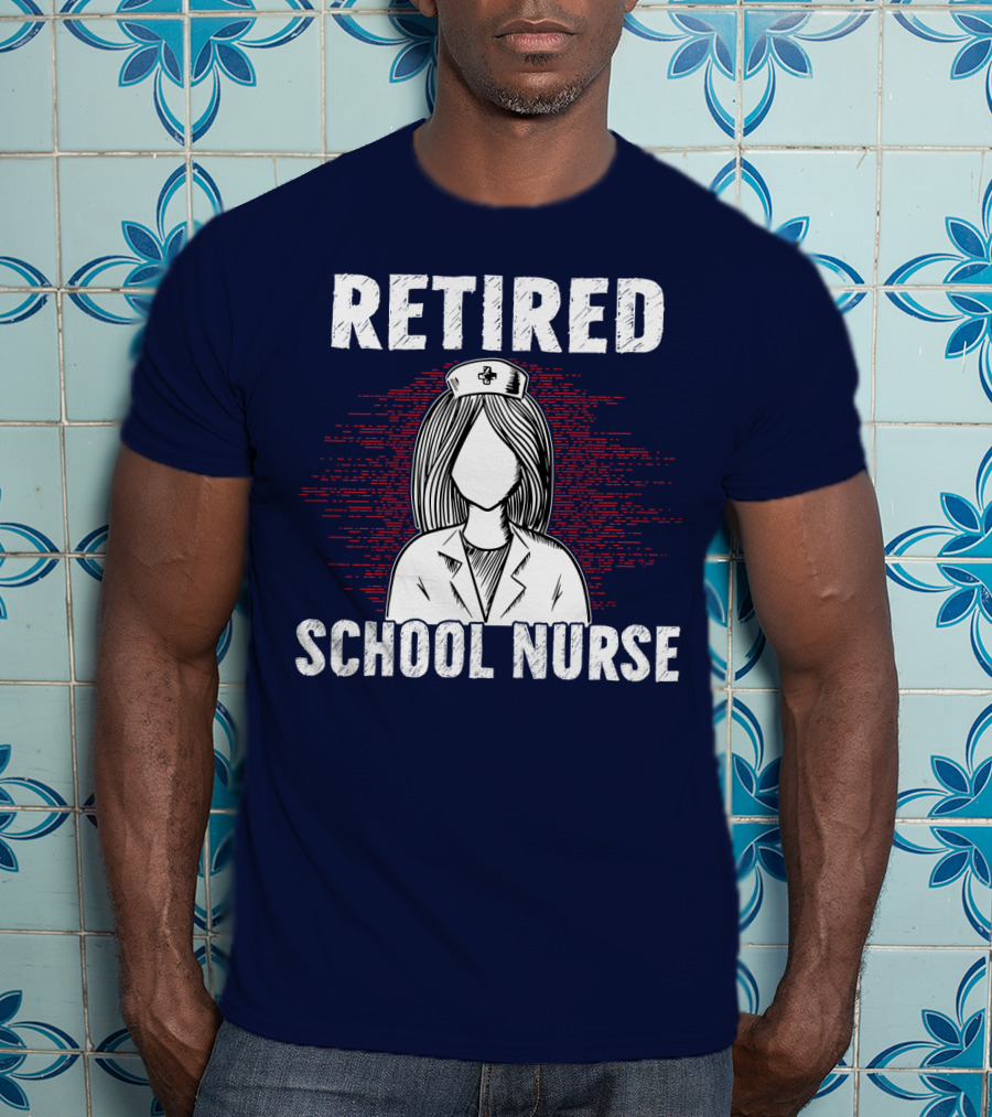 Retired School Nurse Vintage Nurse Figure With Hat T-Shirt