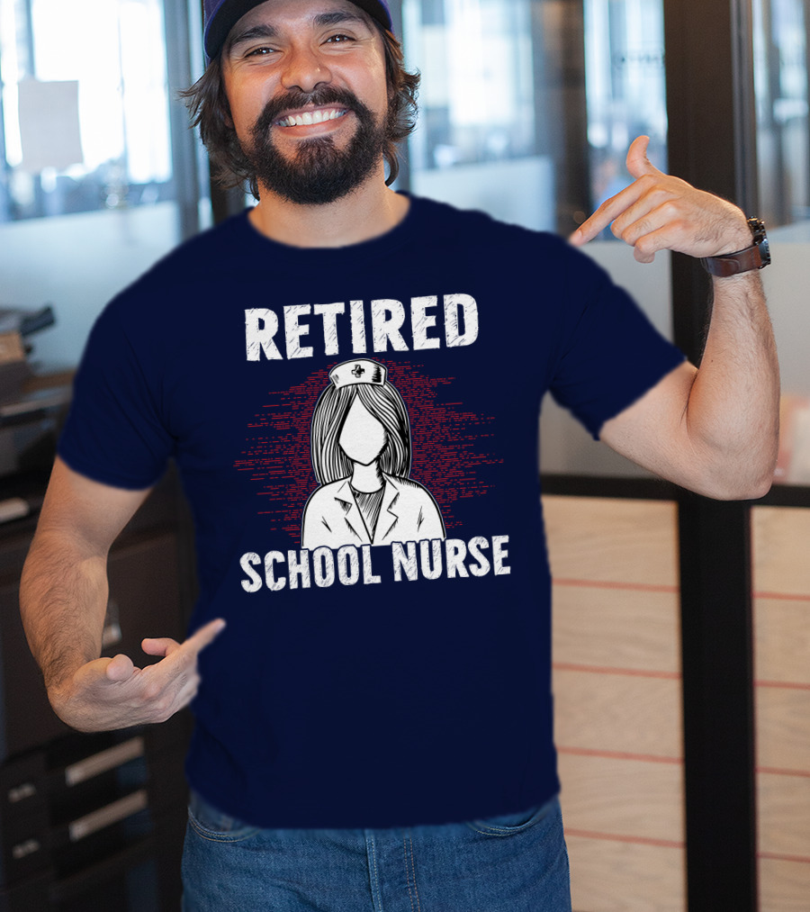 Retired School Nurse Vintage Nurse Figure With Hat T-Shirt