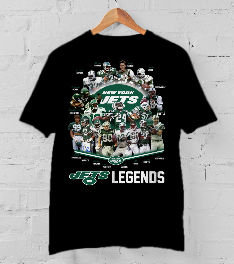 New York Jets Legends Revis Namath Martin Klecko Toon Maynard T-Shirt