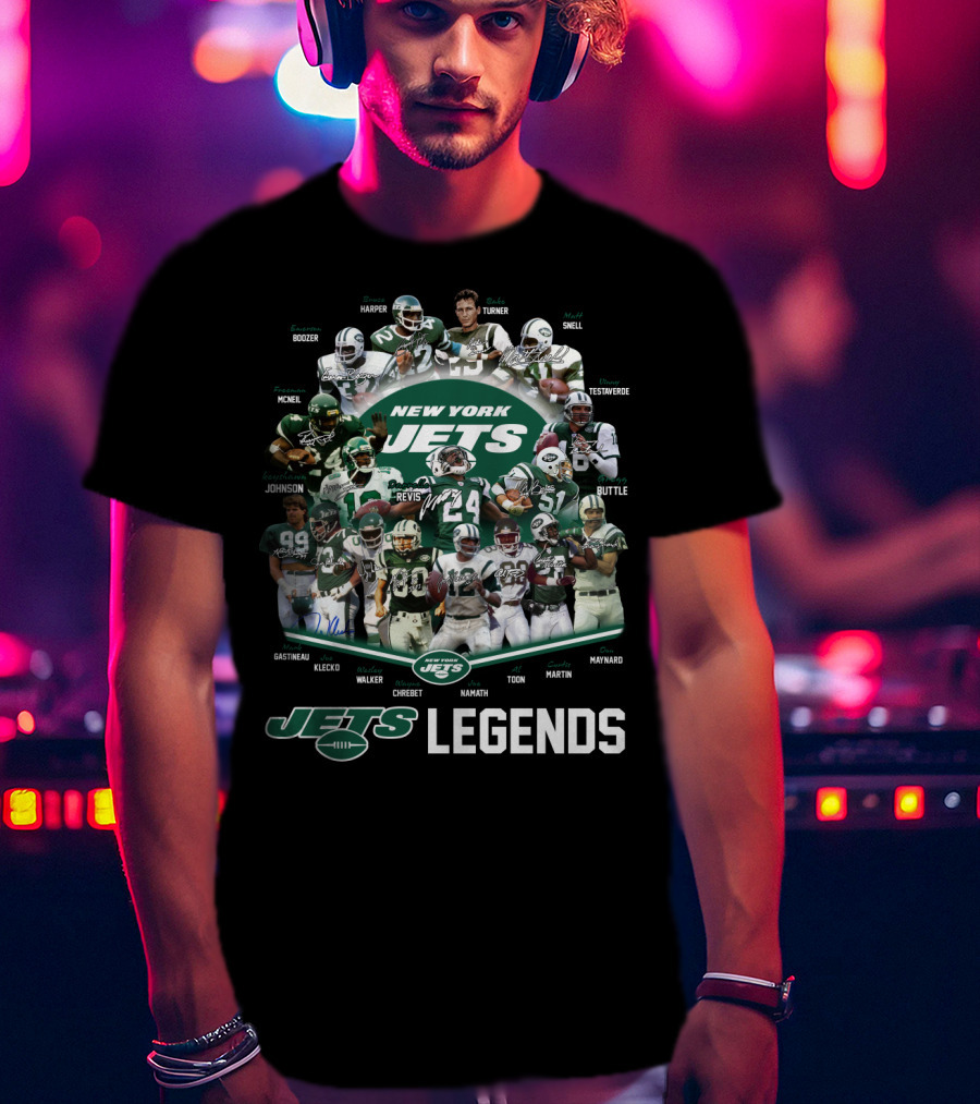 New York Jets Legends Revis Namath Martin Klecko Toon Maynard T-Shirt