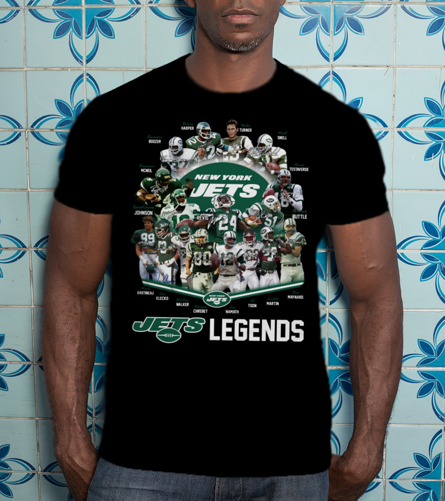 New York Jets Legends Revis Namath Martin Klecko Toon Maynard T-Shirt