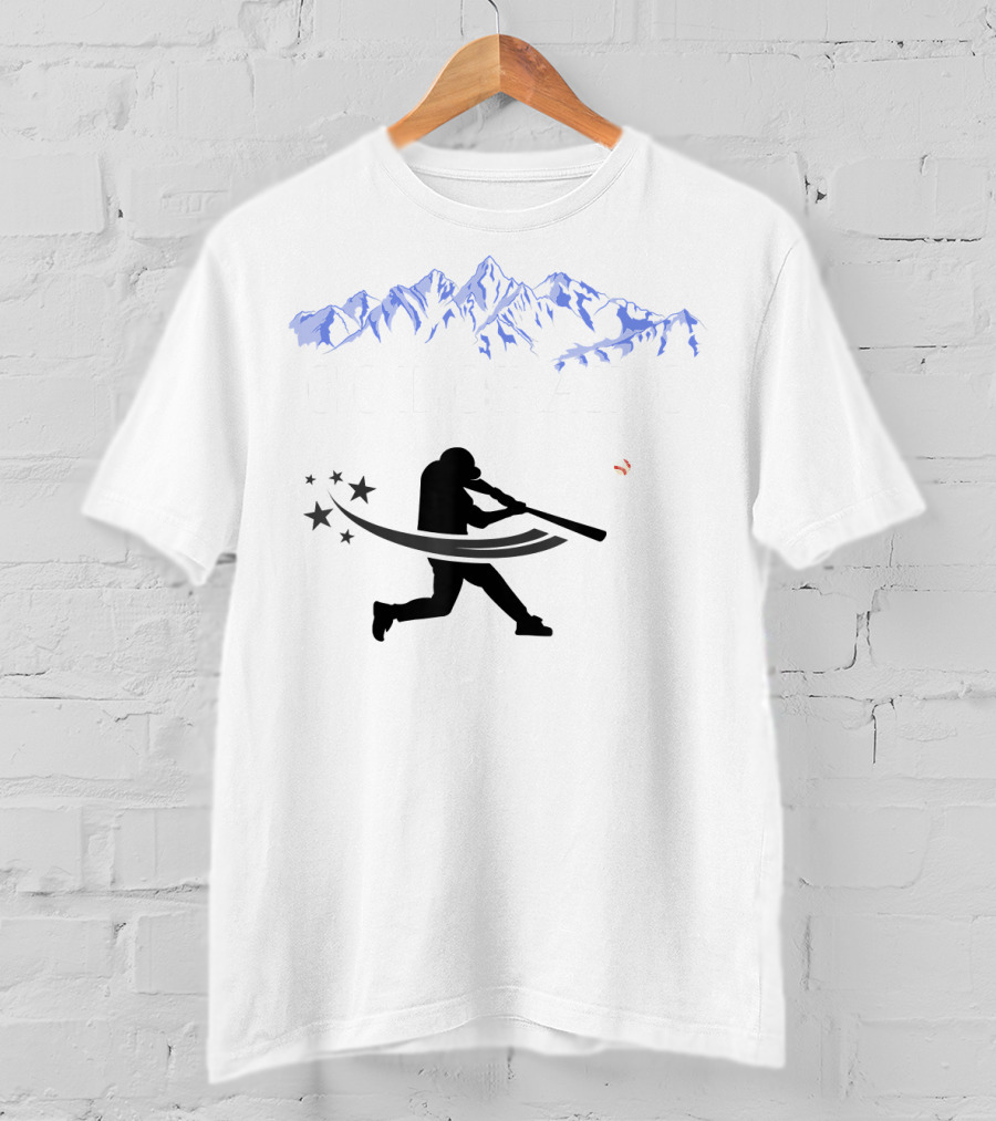 Colorado Rocky Mountain Baseball Silhouette And Stars T-Shirt