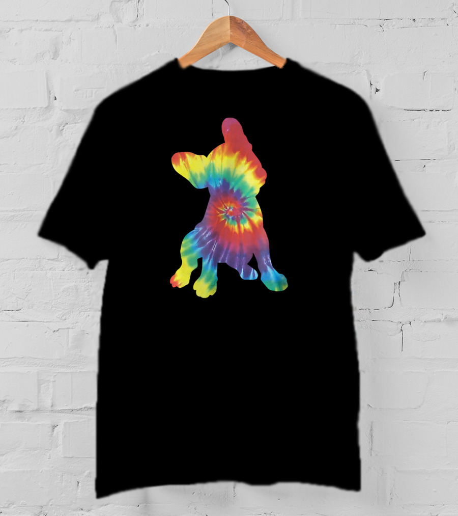 Colorful Hippie Tie Dye French Bulldog Rainbow T-Shirt