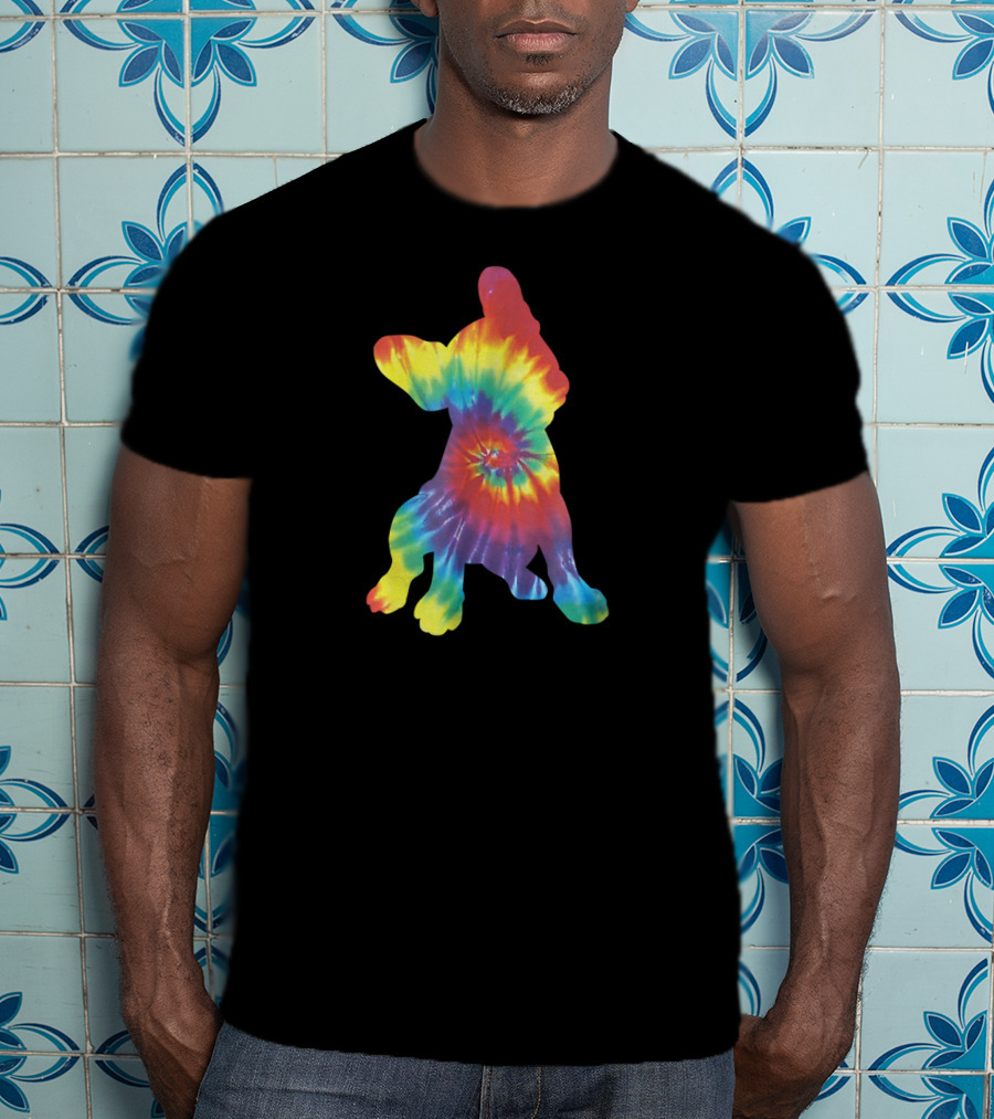 Colorful Hippie Tie Dye French Bulldog Rainbow T-Shirt