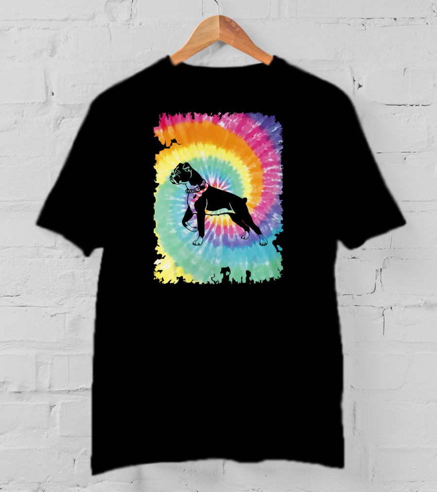 Colorful Tie Dye Boxer With Family Rainbow Spiral T-Shirt