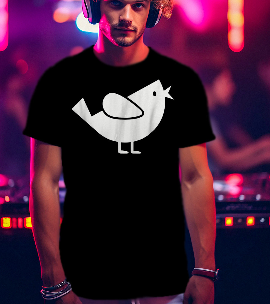 Comic Bird Black And White Minimalist T-Shirt