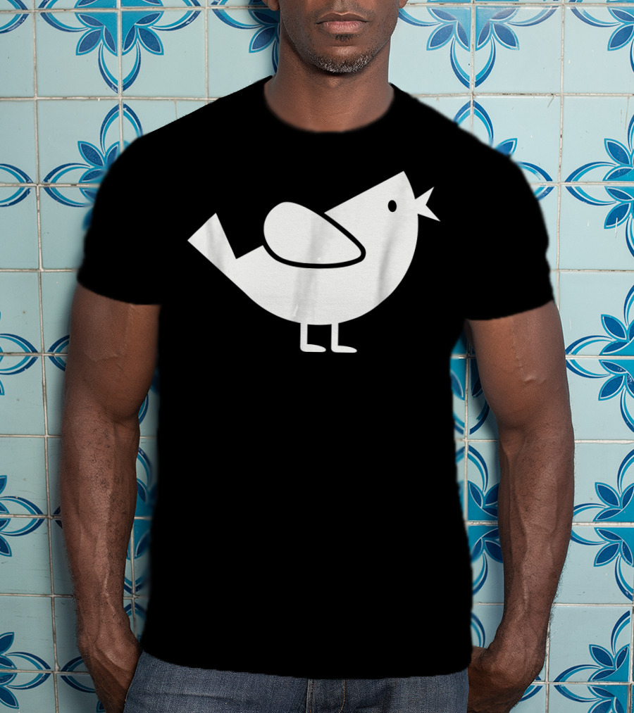 Comic Bird Black And White Minimalist T-Shirt