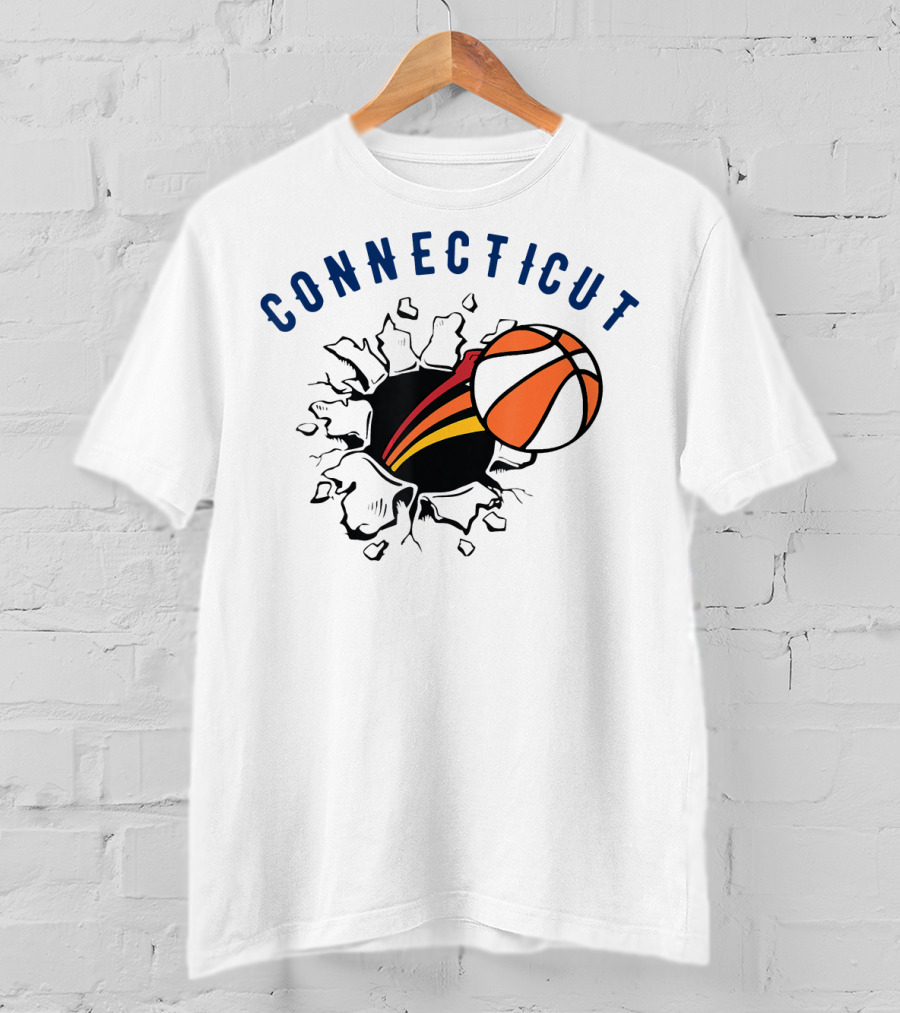 Connecticut Basketball Burst Design With Basketball T-Shirt