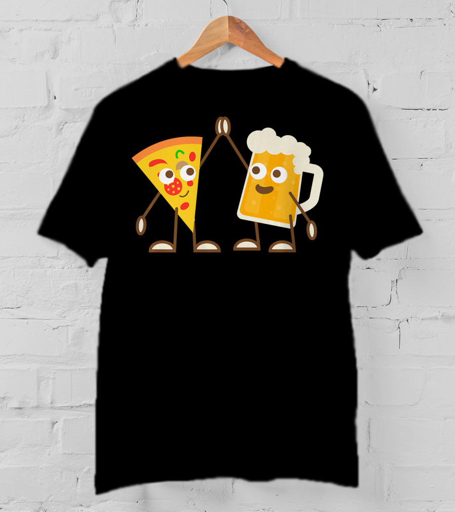 Pizza And Beer Slice High Five Fun T-Shirt
