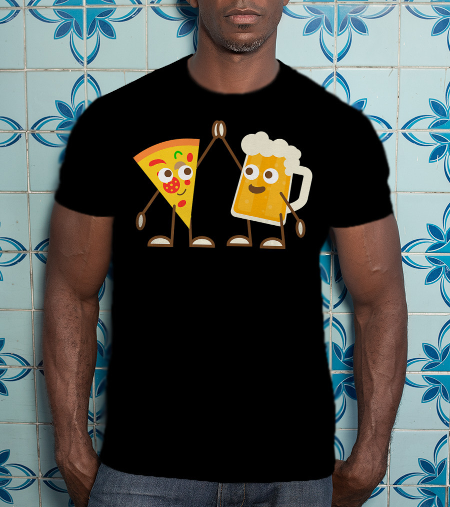 Pizza And Beer Slice High Five Fun T-Shirt