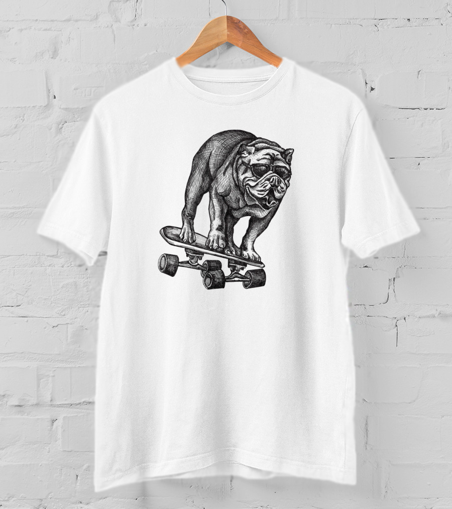 Cool Skateboarding English Bulldog T-Shirt