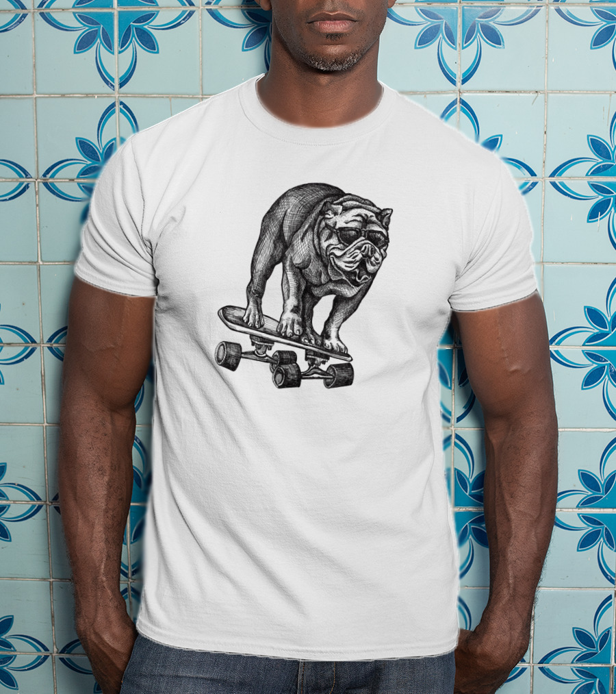 Cool Skateboarding English Bulldog T-Shirt