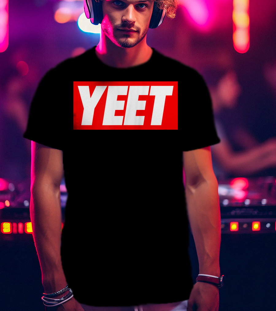 Yeet Basketball Red Bold Typography T-Shirt