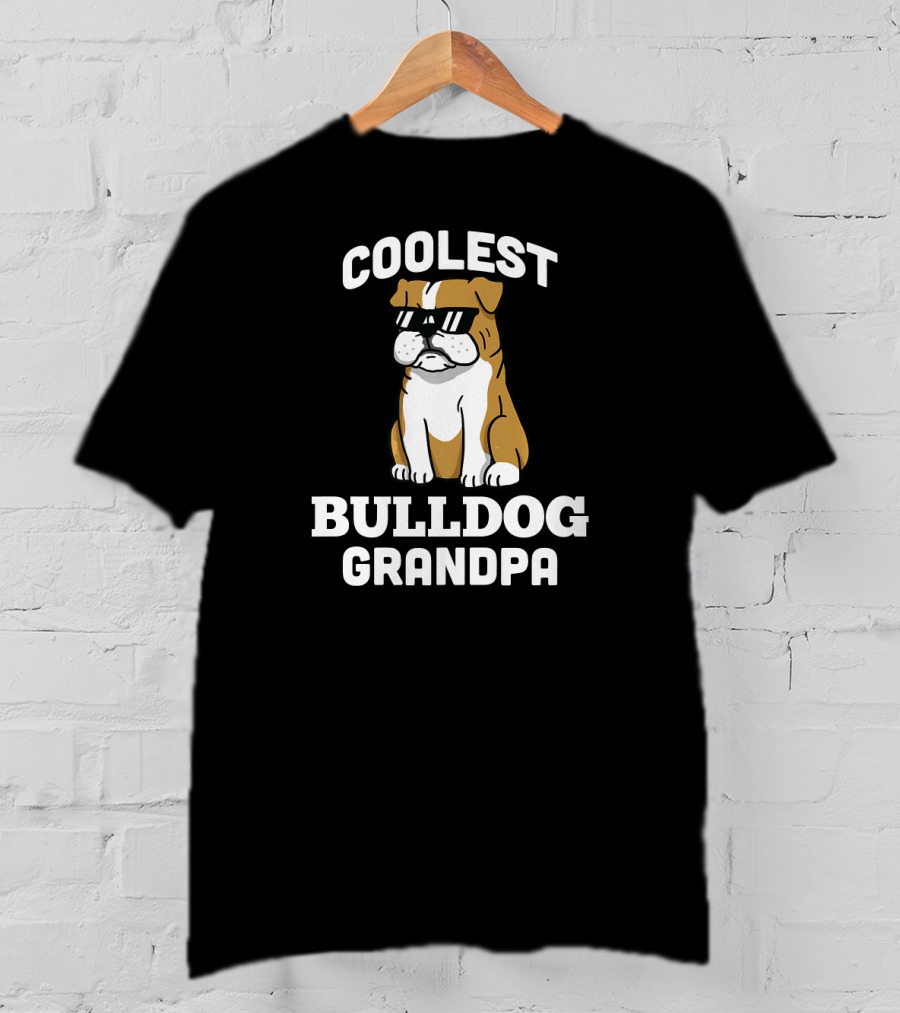 Coolest Bulldog Grandpa Funny English Dog T-Shirt