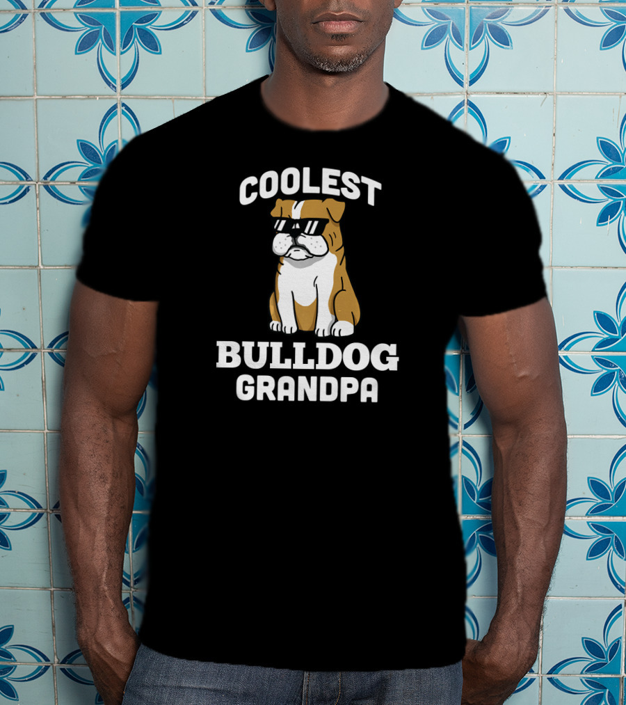Coolest Bulldog Grandpa Funny English Dog T-Shirt