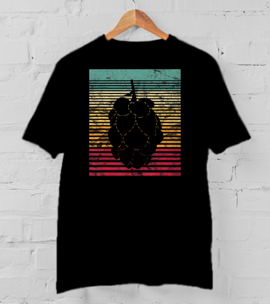 Vintage Hops Leaf Craft Beer Retro Stripes T-Shirt