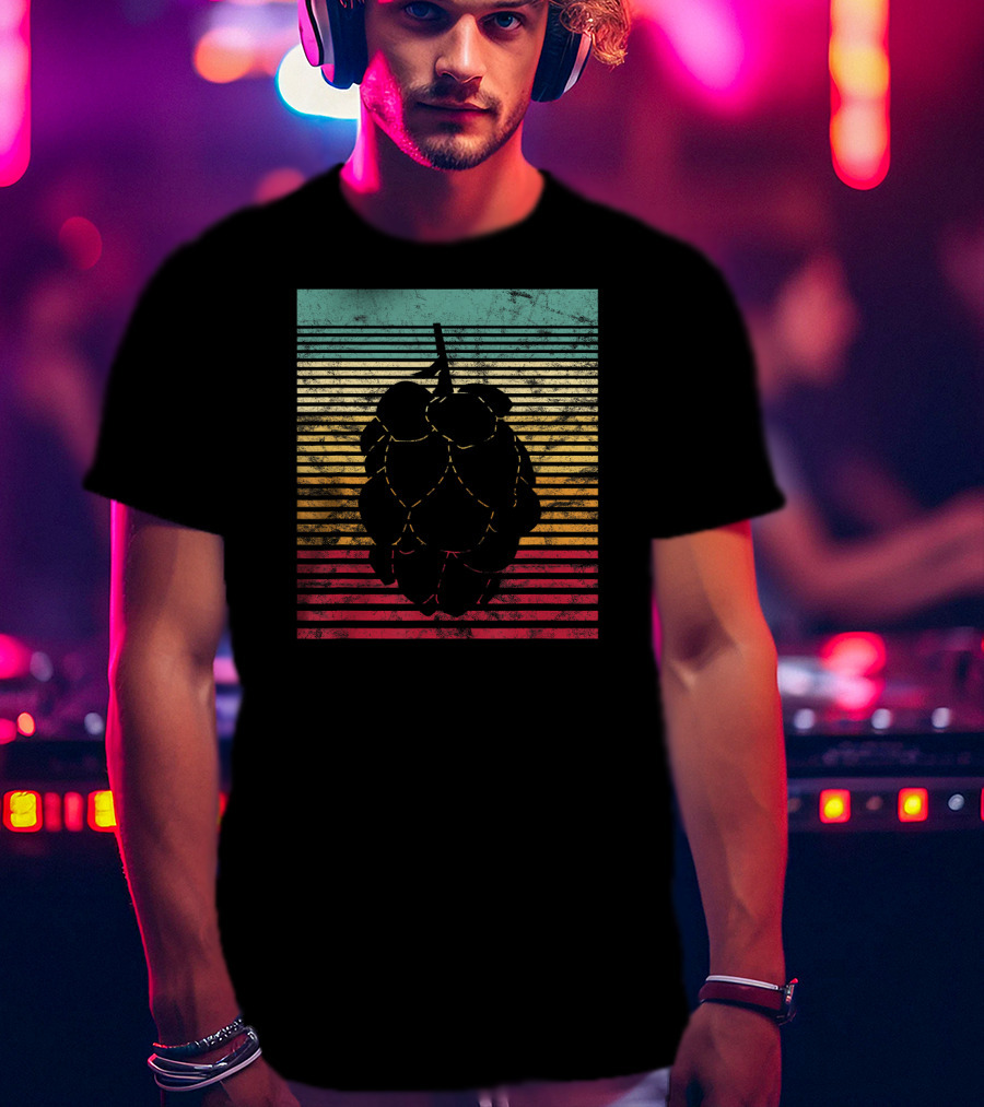 Vintage Hops Leaf Craft Beer Retro Stripes T-Shirt