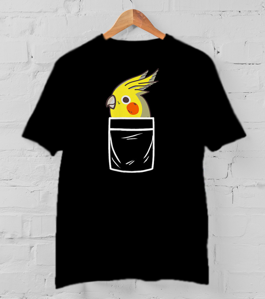 Crazy Cockatiel Funny Bird In Pocket T-Shirt