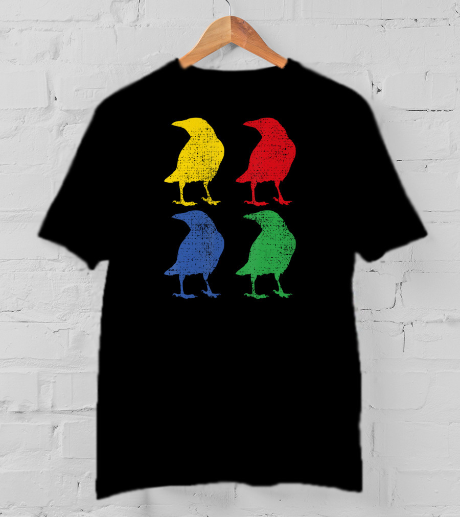 Crow Raven Bird Love Pop Art Quartet T-Shirt