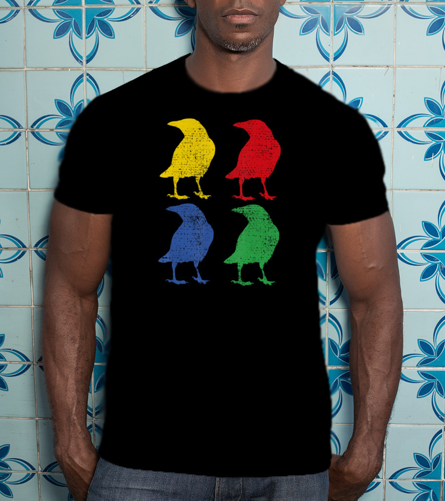 Crow Raven Bird Love Pop Art Quartet T-Shirt