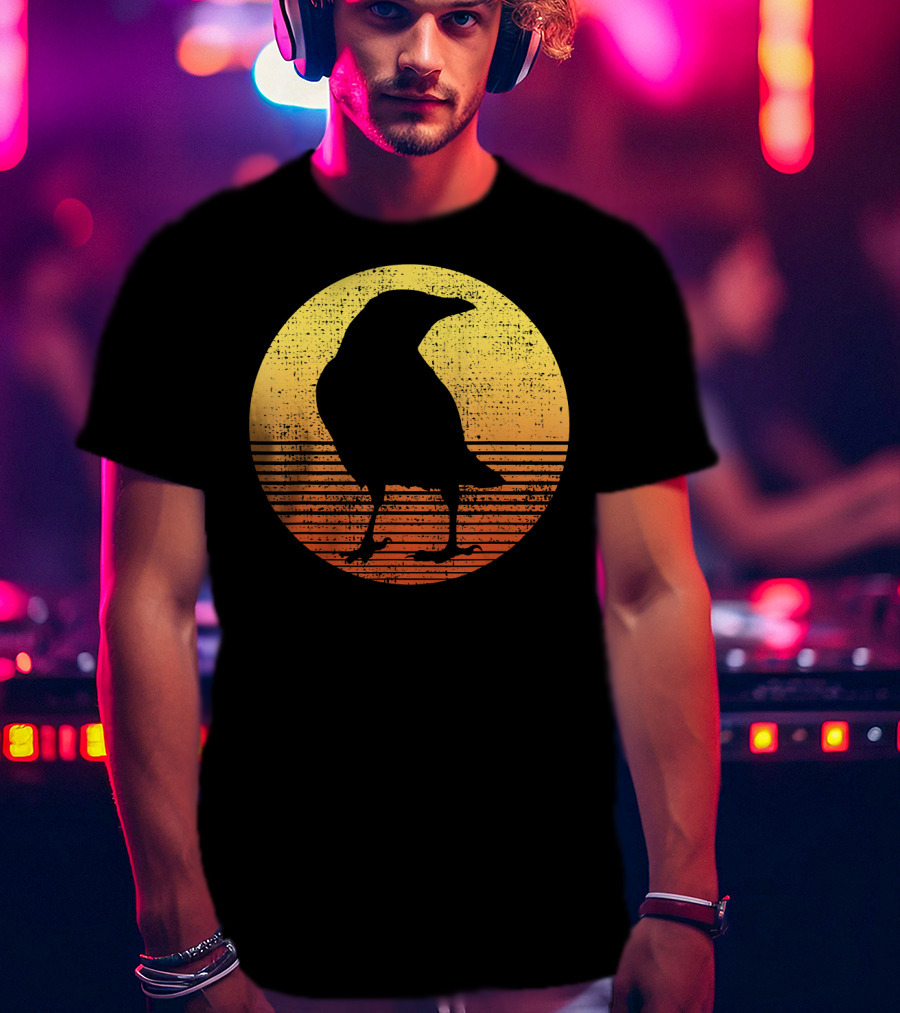 Crow Bird Lover Raven Sunset T-Shirt