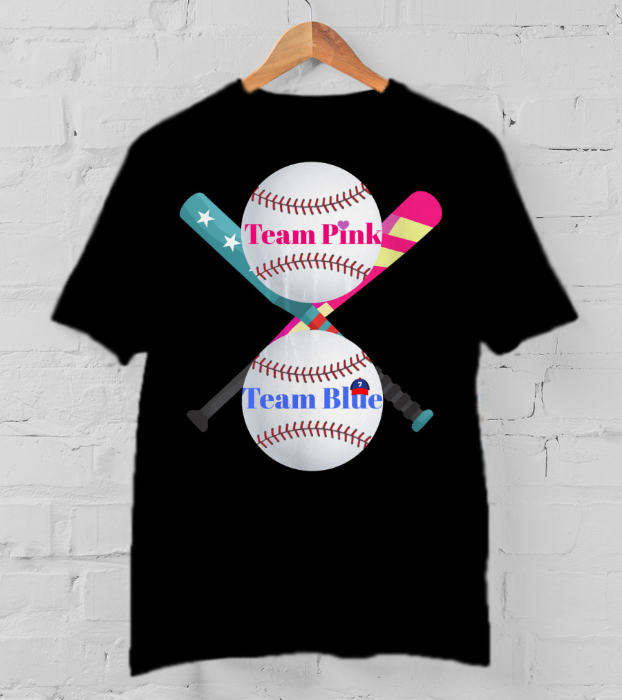Team Pink Team Blue Cute Baseball Gender Reveal Party T-Shirt