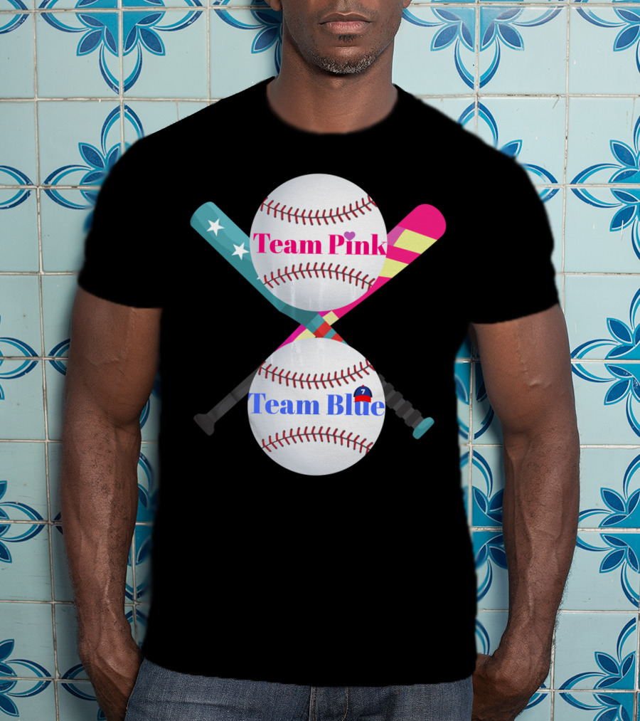 Team Pink Team Blue Cute Baseball Gender Reveal Party T-Shirt