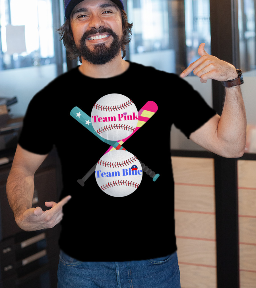 Team Pink Team Blue Cute Baseball Gender Reveal Party T-Shirt