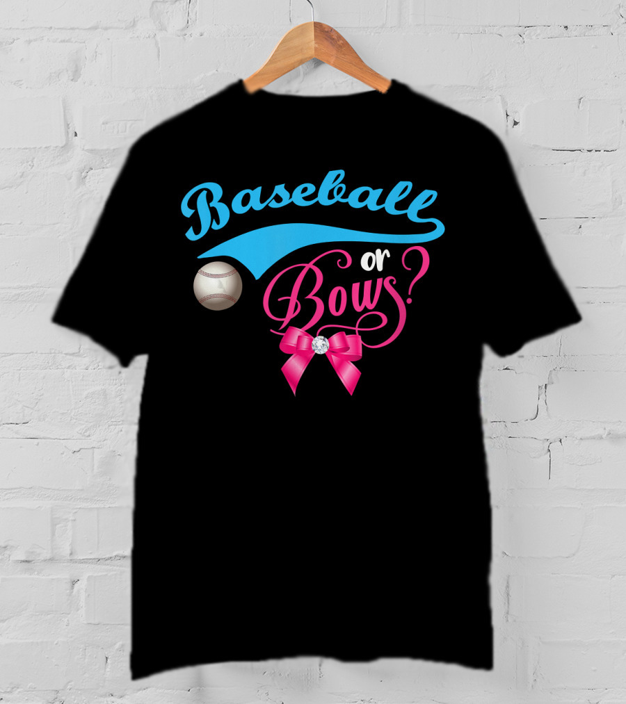 Baseball Or Bows Gender Reveal Party T-Shirt