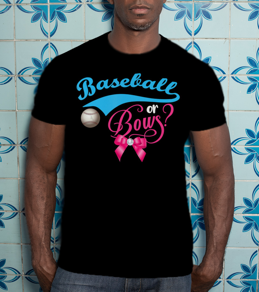 Baseball Or Bows Gender Reveal Party T-Shirt