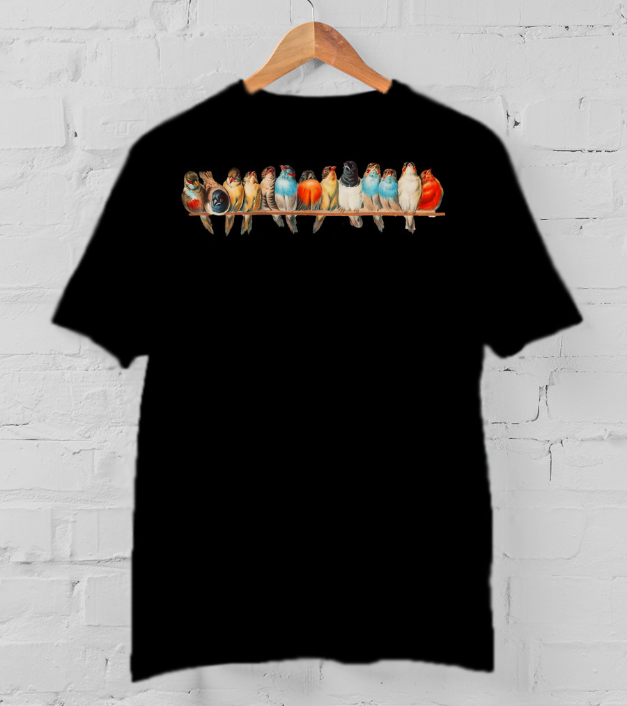Cute Vintage Birds Perched On A Wire T-Shirt