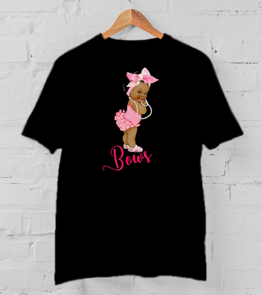 Bows Cute Ethnic Team Girl Gender Reveal T-Shirt