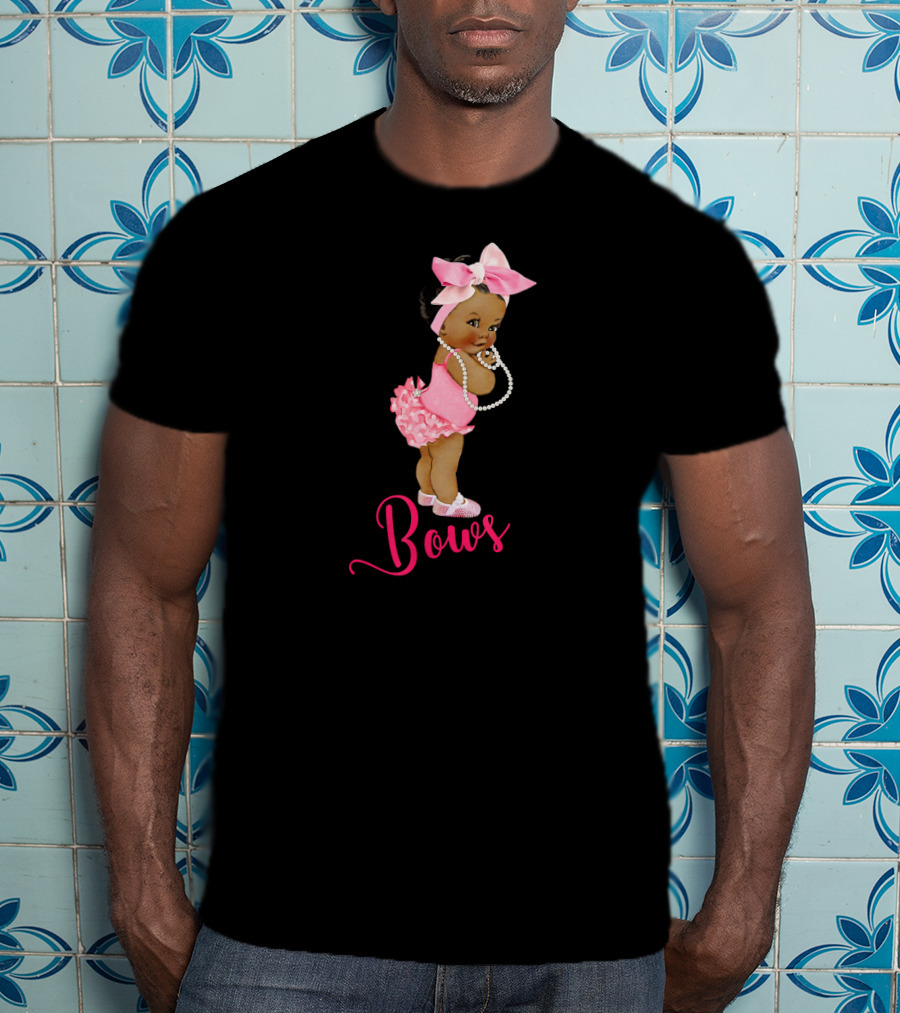 Bows Cute Ethnic Team Girl Gender Reveal T-Shirt