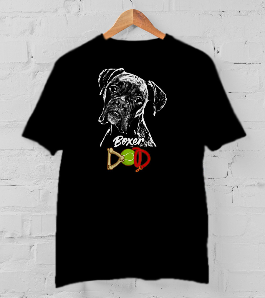 Boxer Dad Tennis Ball Bone Dog Collar T-Shirt