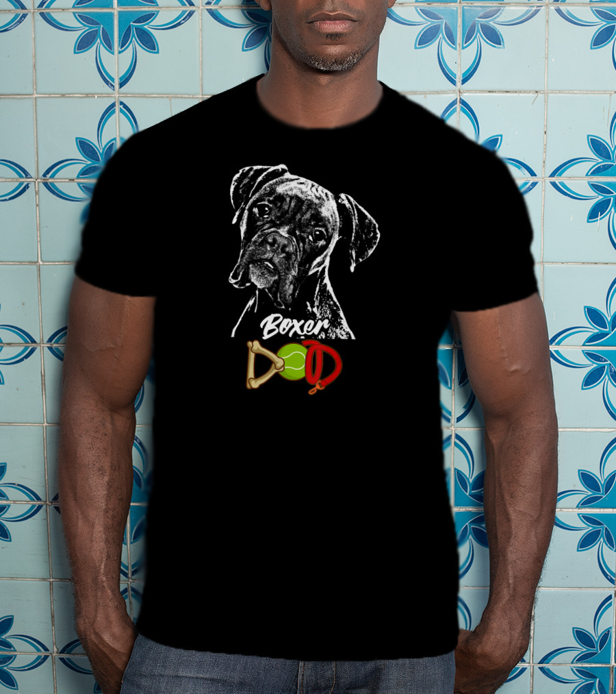 Boxer Dad Tennis Ball Bone Dog Collar T-Shirt