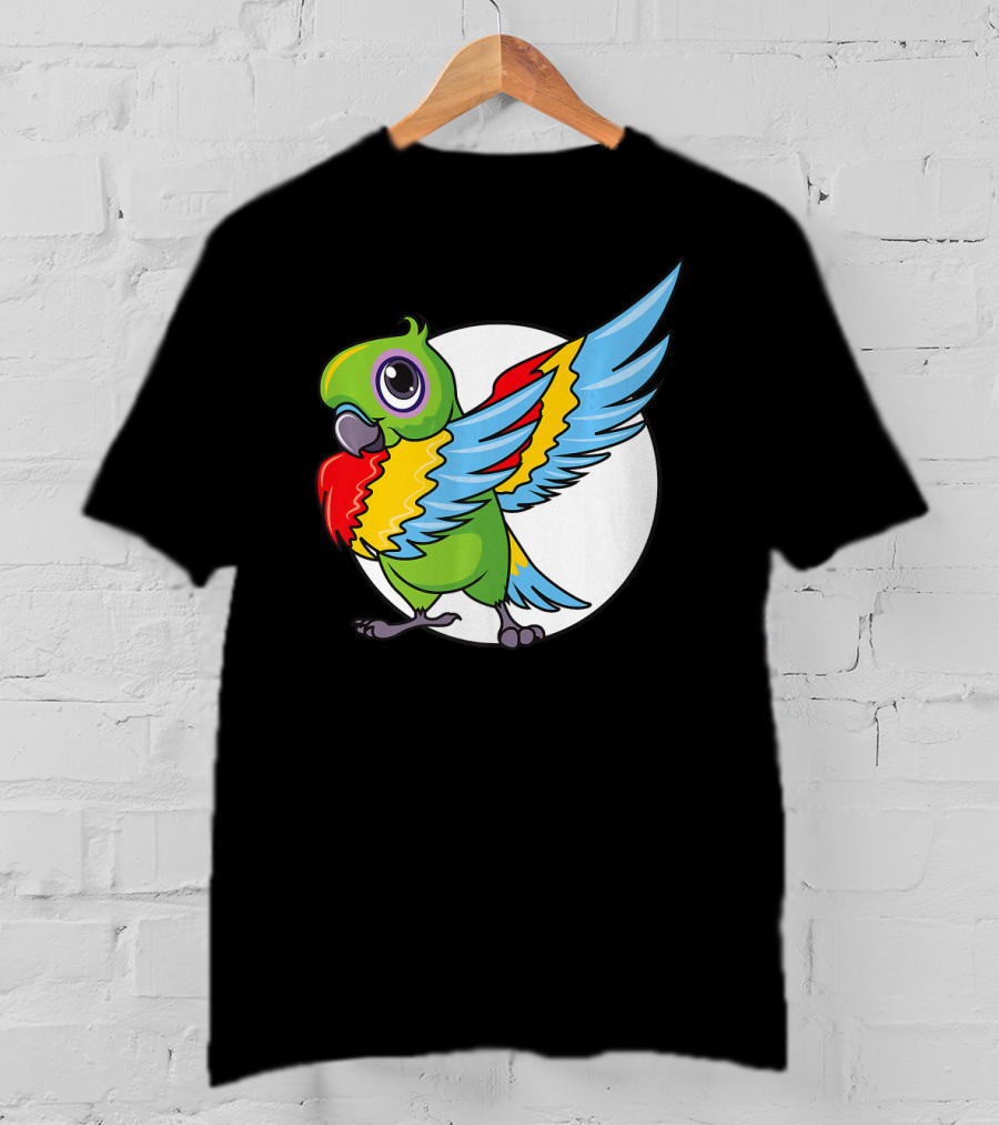 Cute Dabbing Great Green Macaw Parrot Colorful Wings T-Shirt