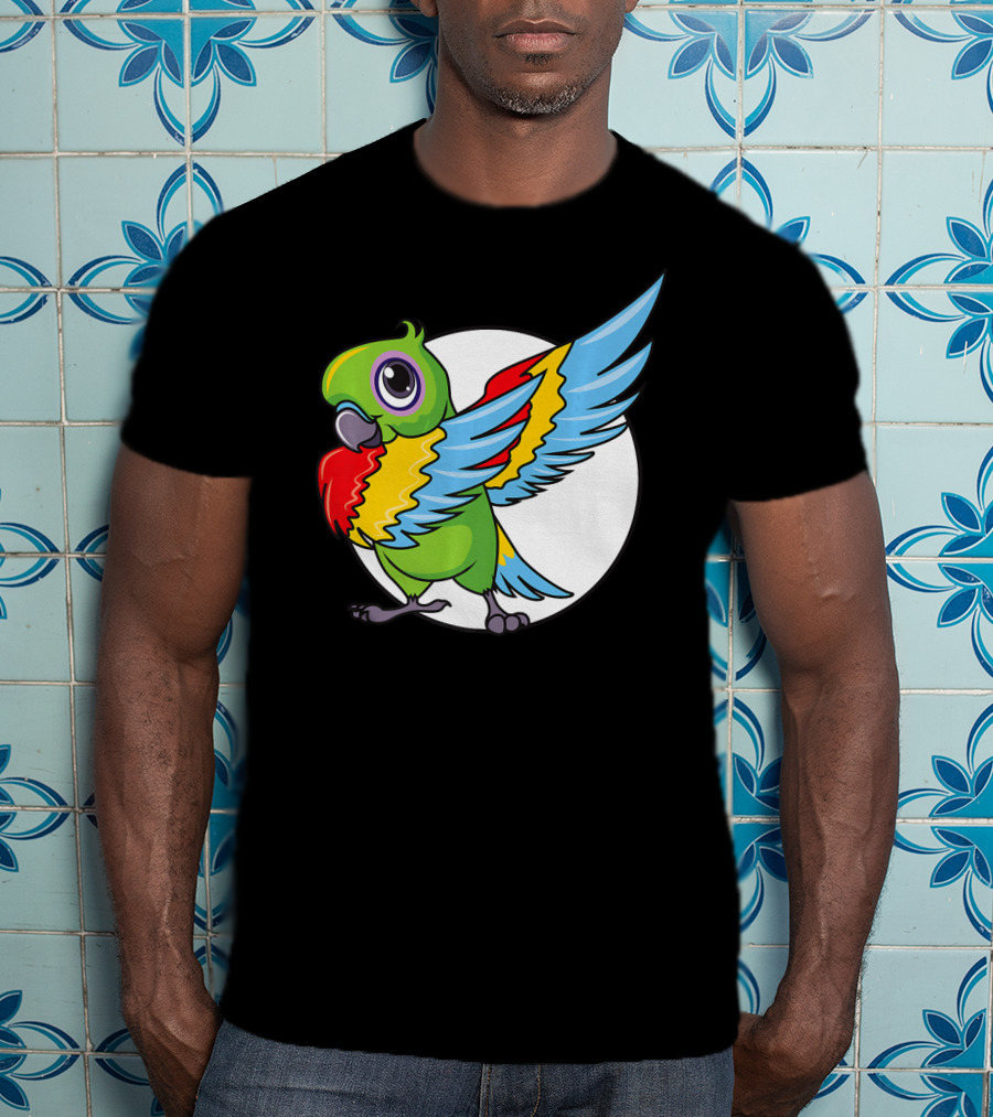 Cute Dabbing Great Green Macaw Parrot Colorful Wings T-Shirt